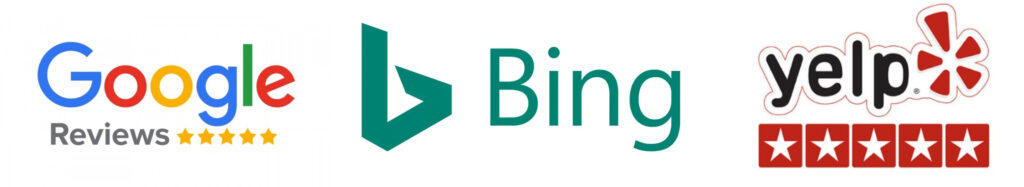 google,bing, and yelp review icons