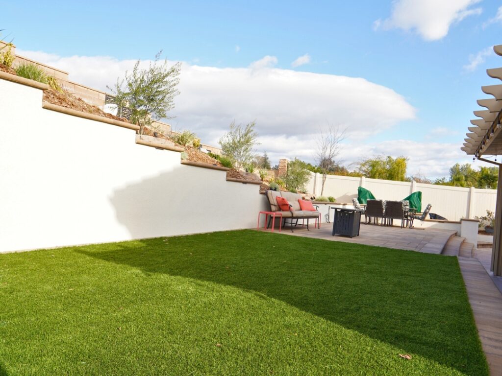 Artificial turf installation in Murrieta backyard